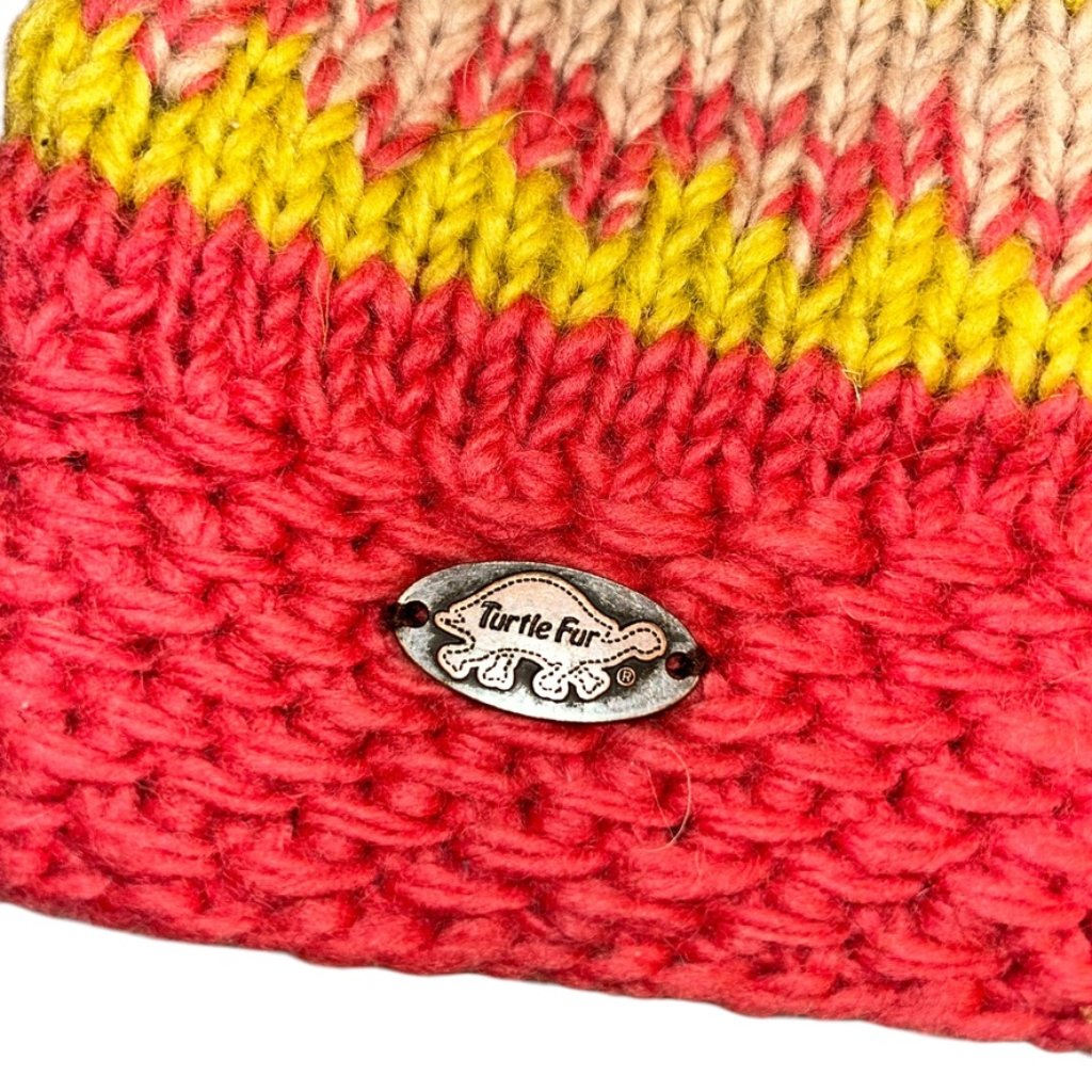 Turtle Fur Pink Salmon Yellow Fair Ilse Fleece Lined Wool Knit Cap Hat S — image 2 of 5